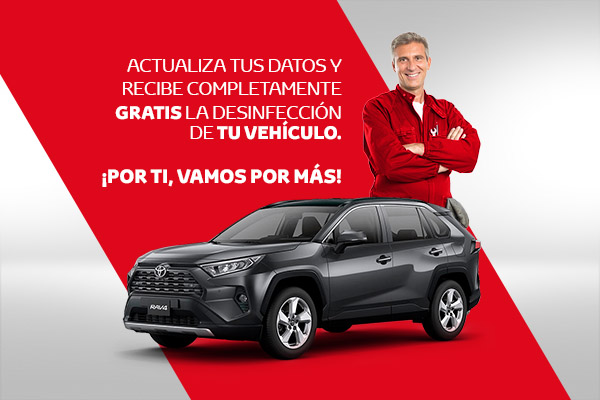 <h2>Actualiza tus datos y recibe completamente gratis la desinfección de tu vehículo. ¡Por tí, vamos por más!</h2>